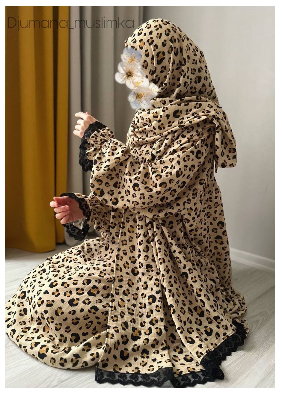 Leopar Desen Organik Müslin Takımı